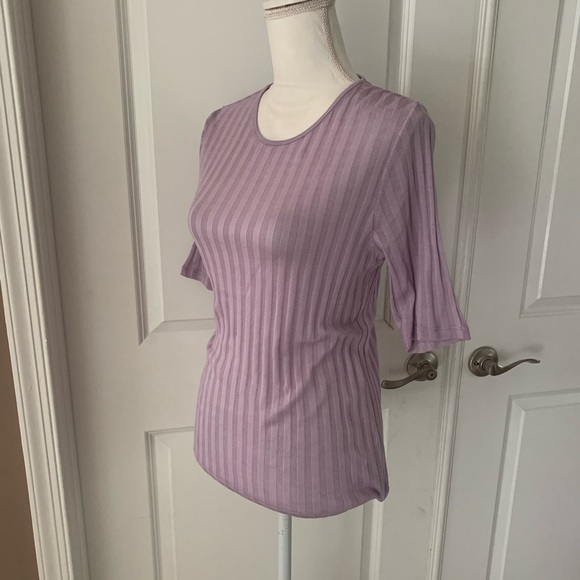 VINCE Ribbed Elbow Sleeve Crew Neck Top - Picture 10 of 16